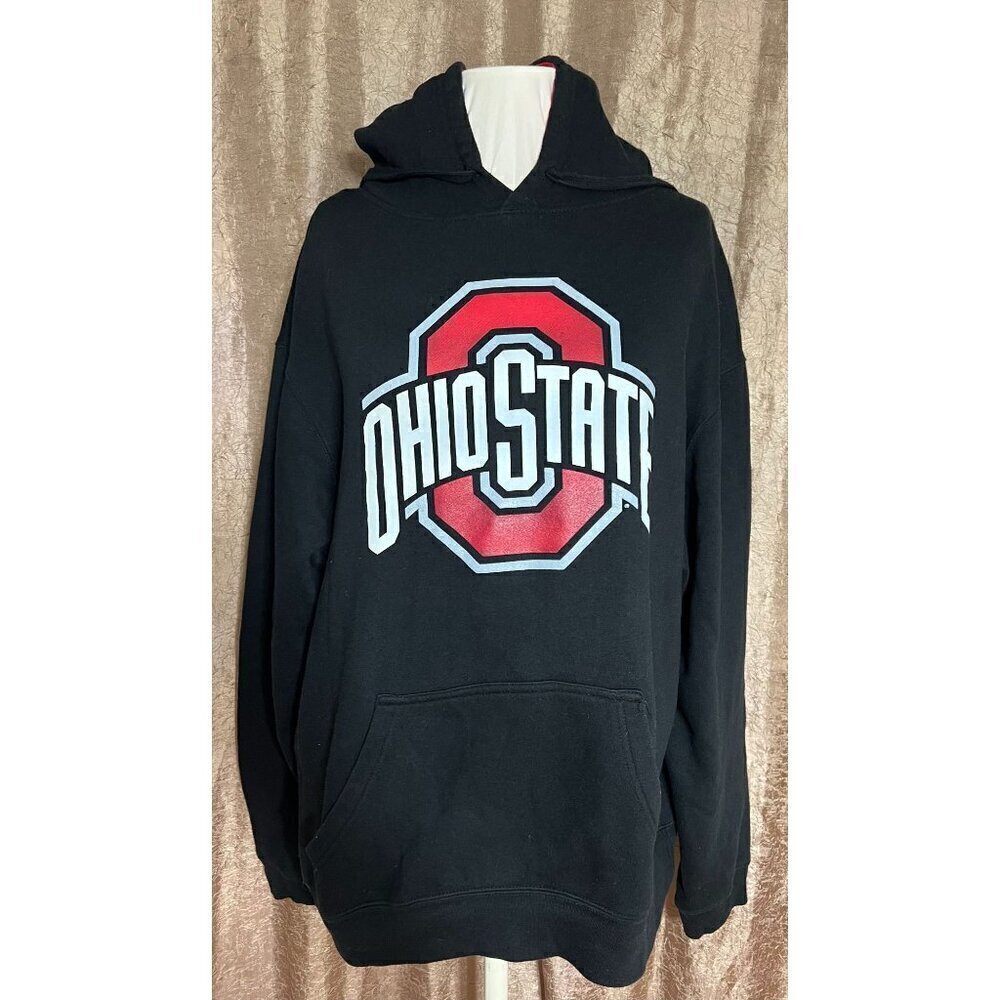 Vtg Ohio State Buckeyes Hoodie XXL Black Red Pullover Sweatshirt 4th and 1 Men's